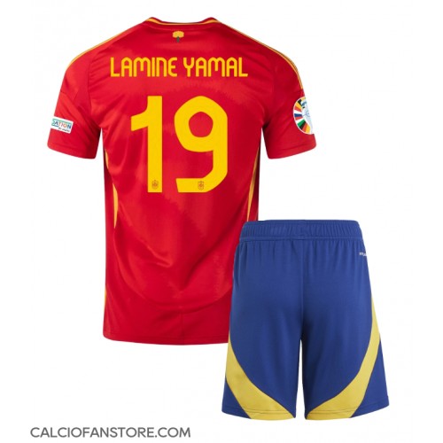 Maglia Calcio Spagna Lamine Yamal #19 Prima Divisa Bambino Europei 2024 Manica Corta (+ pantaloncini)